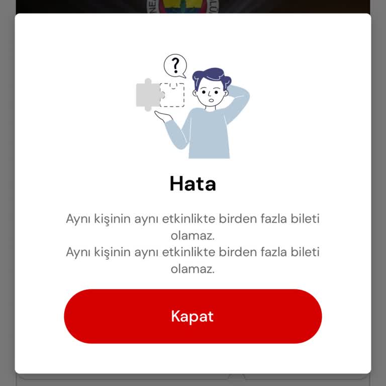 Passolig T. C. Tanımlama Hatası Aynı Kişiye Aynı Etkinlikte İki Bilet Satılamaz
