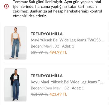 Trendyolmilla İptal Edilen Ürünün Ücreti İade Edilmedi.