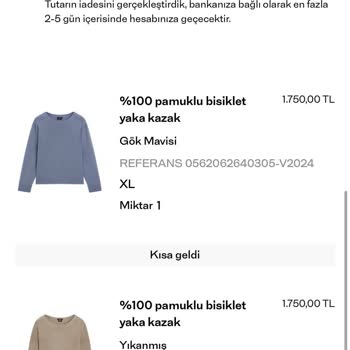 Massimo Dutti Yaptığım İki İadenin Tekinin Kaybedilip Parasının Ödenmemesi