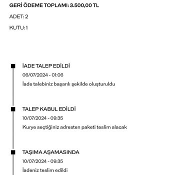 Massimo Dutti Yaptığım İki İadenin Tekinin Kaybedilip Parasının Ödenmemesi