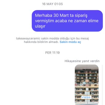 Vina Seramik 30/03/24 Tarihinde Verdiğim Siparişleri Hala Göndermedi.