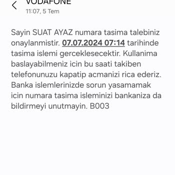 Vodafone Numara Taşıma Sorunu