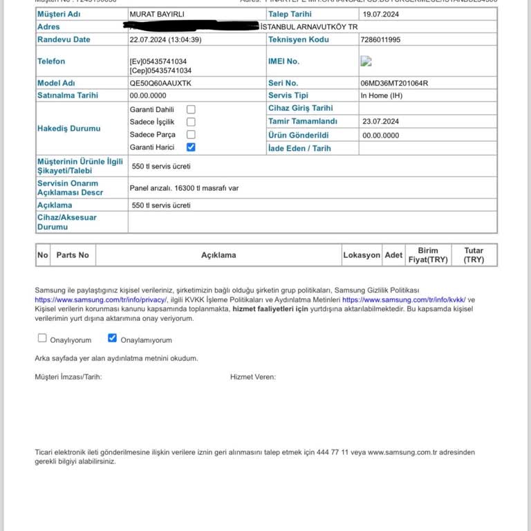 Samsung Q60A QLED TV Kronik Panel Arızası
