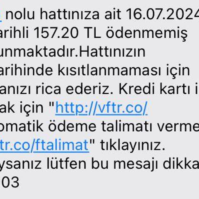 Vodafone Başkasının Faturası Mesaj Olarak Bana Geliyor