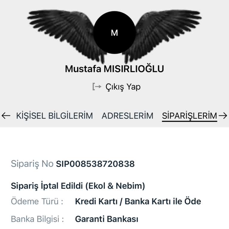 Kartal Yuvası Siparişimi Bilgi Vermeden İptal Etti!