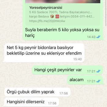 Yöresel Peynir Çarşısı Yanıltıcı Ürün Gönderimi Ve Eksik Kilo Sorunu
