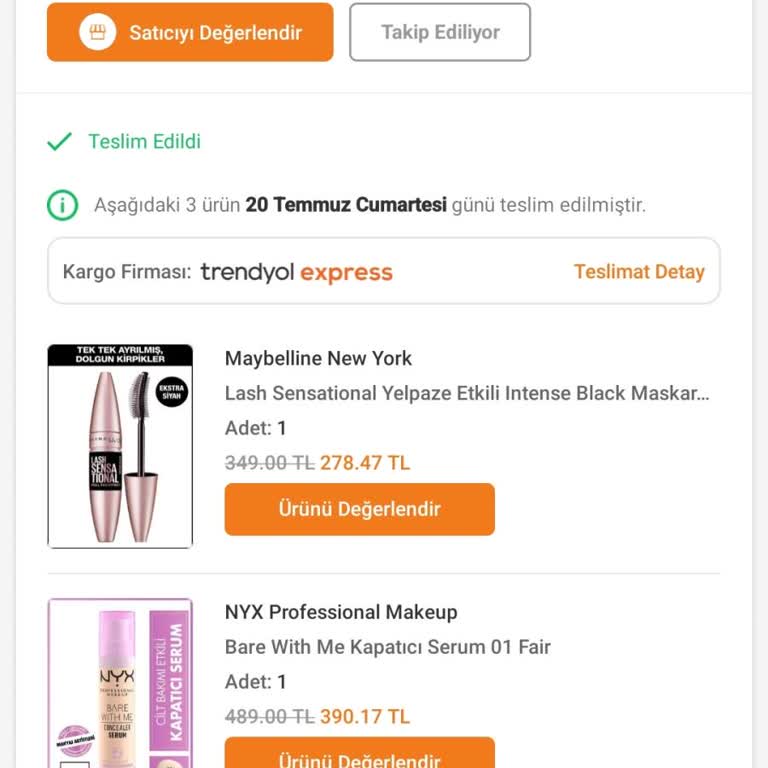 Trendyol - Loreal Eksik Ürün Gönderimi