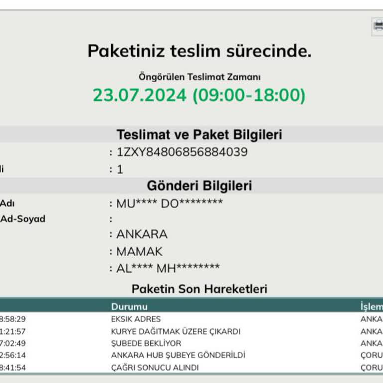 Ankara UPS Türkiye Kargo Teslim Etmek İstemiyor
