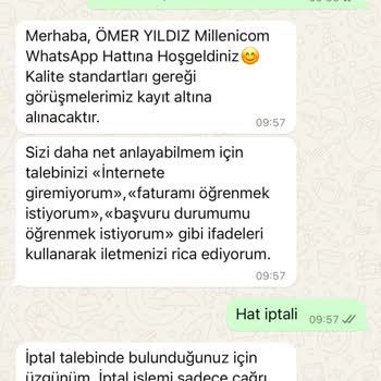 Millenicom Kalitesizliği Müşteri Temsilcisi Yok Muhatap Yok