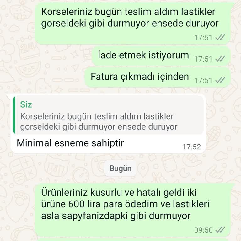 Sekors Korse Şikayet Kusurlu Faturasız Ürün Satıyor.