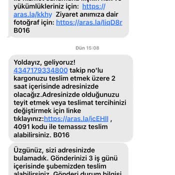 Aras Kargo Çerkezköy Papatya Şubesi Kargo Teslim Etmiyor