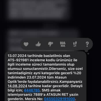 Meydan AVM Atasun Optik Çizik Gözlüğü Satması Mağduriyeti