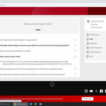 Vodafone Ev İnterneti Nakil İşlemi
