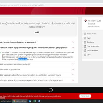 Vodafone Ev İnterneti Nakil İşlemi