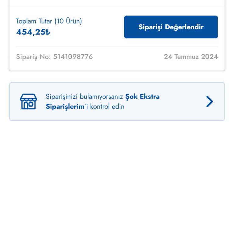 Şok Market Teslim Edildi Görünen Fakat Edilmeyen Sipariş