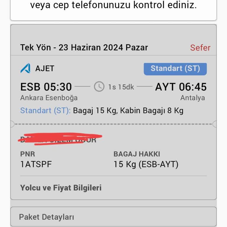Obilet-Ajet İşgüzarlığı, İptal Olan Sefer