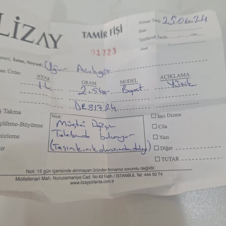 Lizay Forum Mersin Kırık Yüzük Sattı İadesini İstiyorum