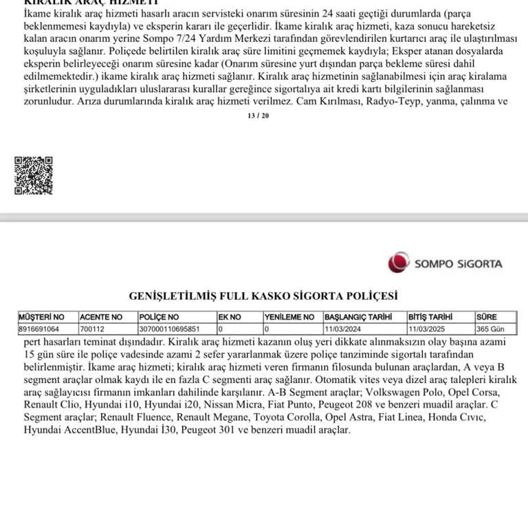 Sompo Sigorta İkame Araç Problemi