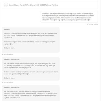 Hepsiburada Carrefour SA Klima Satışı Ve Ürününün Kargoya Verilmemesi