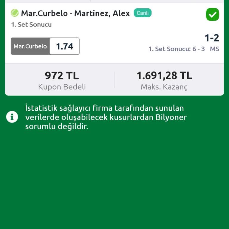 Bilyoner Tutan Kupon Ödemesi