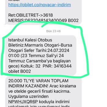 Obilet İstanbul Kalesi Firmasının Biletimi Değiştirmemesi Hk.