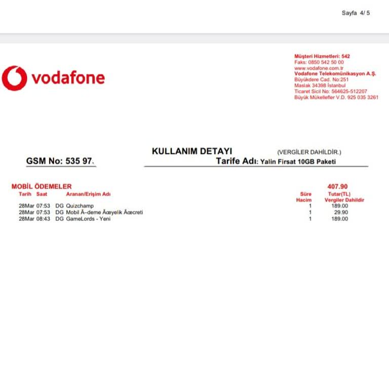 Oyun Aboneliği Adıyla Vodafone Fatura İstismarı