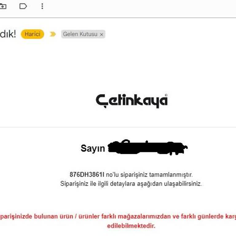 Çetinkaya Sipariş Verdiğim Ürün Teslim Edilmedi Ve Müşteri Hizmetleri Çözüm Sunmuyor