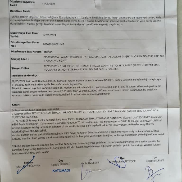 Enteknoloji Para İadesi Yapmıyor