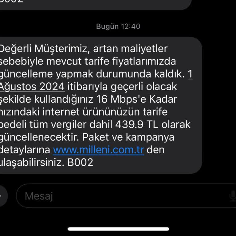 Millenicom Yasal Olmayan İnternet Fiyat Artışı. Fiyat İstikrarsızlığı.