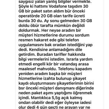 Vodafone Kötü Hizmet Yanlış Bilgi Fazla Alınan Para