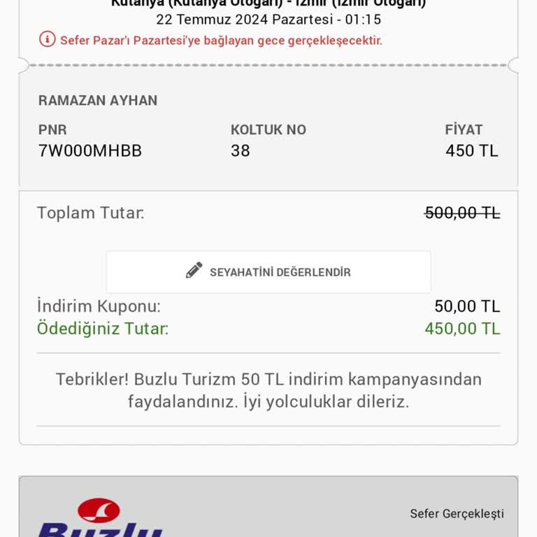 Obilet'ten Alınan Bilette İletişim Sorunu