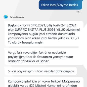 Turkcell'in Hem Hattı Çekmiyor Hem De 350 Lira Cayma Bedeli İstiyor.