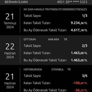Yapı Kredi Fazladan Taksit Ödedim.