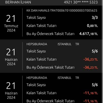 Yapı Kredi Fazladan Taksit Ödedim.