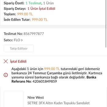 FLO Ayakkabı Trendyol FLO Satıcısı Siparişimi İptal Etti