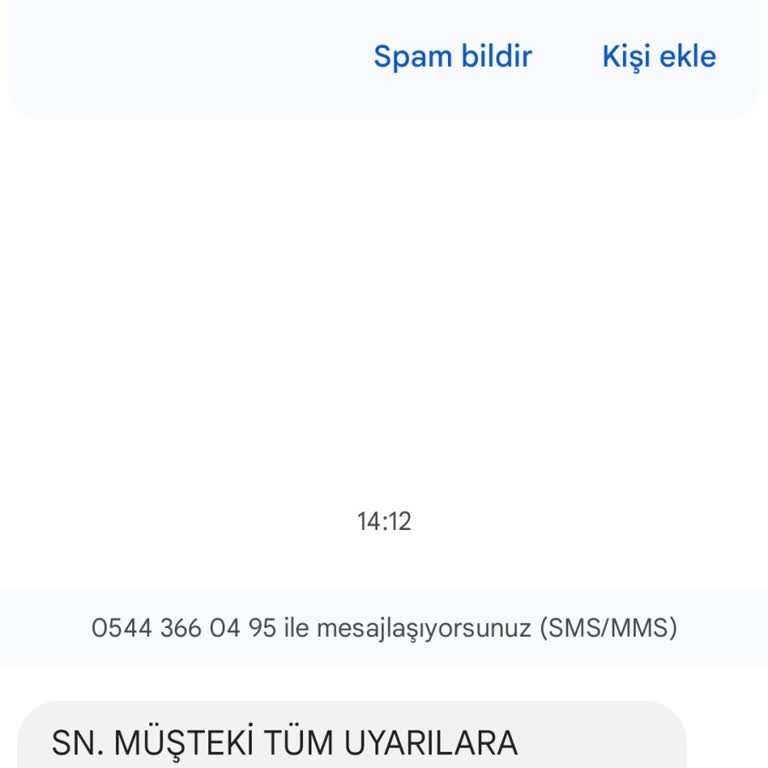 0544 366 04 95 Belirsiz Mesaj Geldi