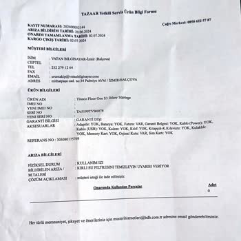 Vatan Bilgisayar'dan Alınan Tineco Islak Kuru Süpürge Onarımı