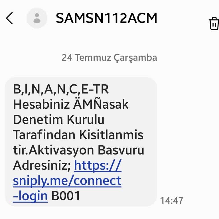 Binance Tarafıma Gelen Şüpheli Mesaj