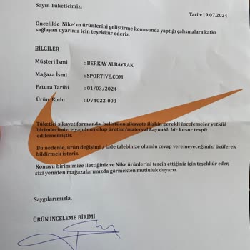 Sportive'den Aldığım Nike Ayakkabı Kusurlu Çıktı Değişim Yapılmıyor