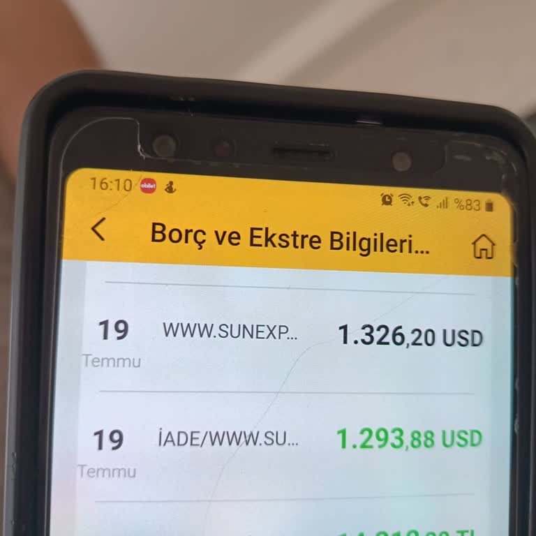 SunExpress Hava Yolları Eksik Yatan Döviz Para 32.32 USD