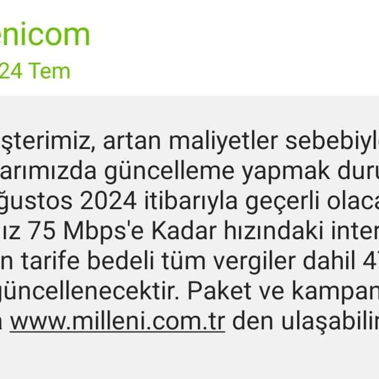 Millenicom Sürekli Tarifeye Zam Yapıyor