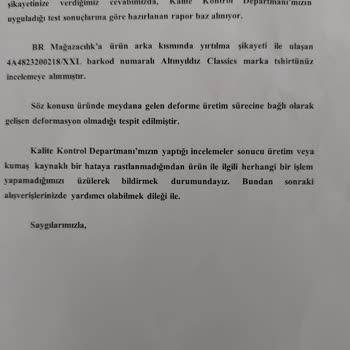 Altınyıldız Classics Ürün Kalitesi Ve Müşteri Hizmetleri Sorunu