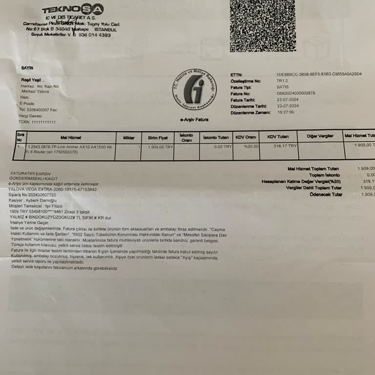 Teknosa Yanlış Yönlendirme Sonucu Alınan Cihazın İadesi