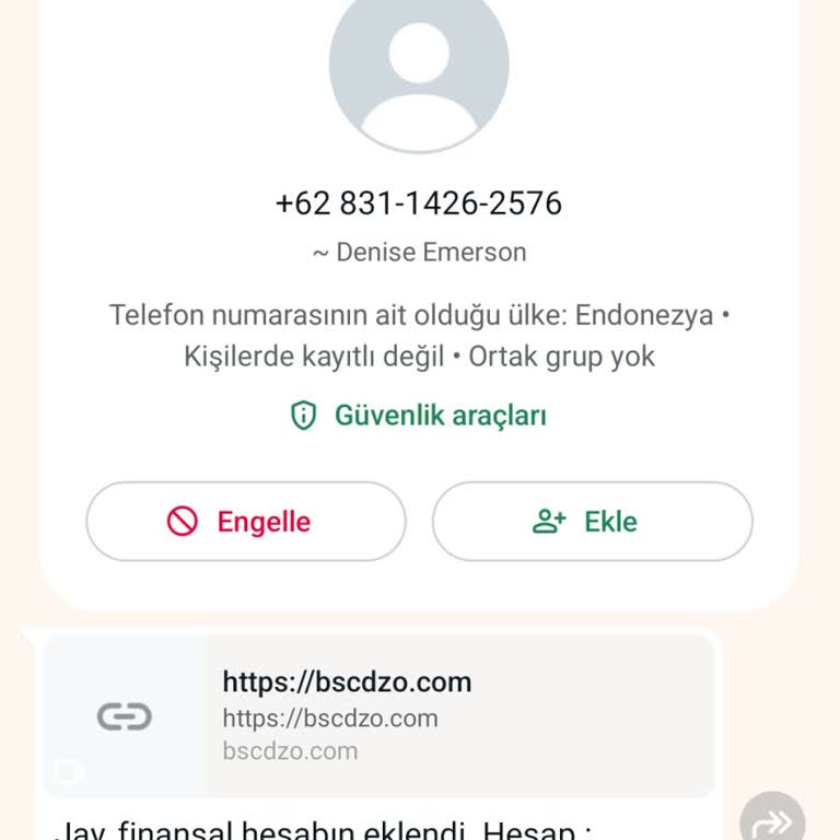 WhatsApp Tanımadığım Numaradan Gelen Mesaj