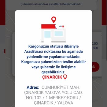 Aras Kargo Çınarcık Şubesi Teslimat Yapmıyor