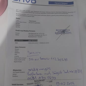 Onvo Televizyonun Ekranının Ortasında Durduk Yere Çizgi Oluştu