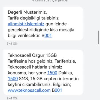 TeknosaCell Sabit Ücretli Tarifemin Ücretini Değiştiriyor