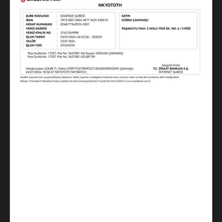 Ziraat Bankası Bilgim Dışı Para Aktarımı