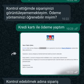 D&R Online Vermiş Olduğum Sipariş Profilimde Yok