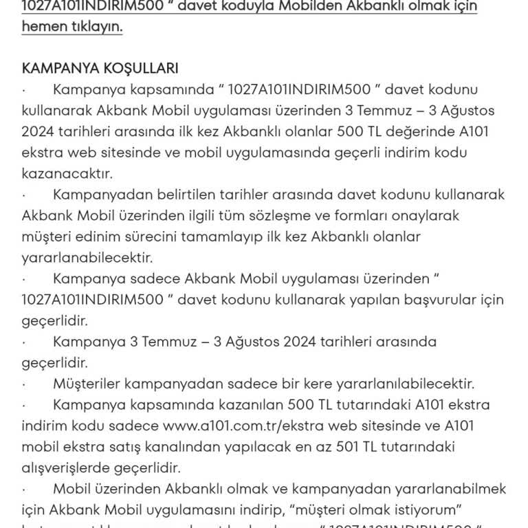 Akbank Kampanyası 500 TL